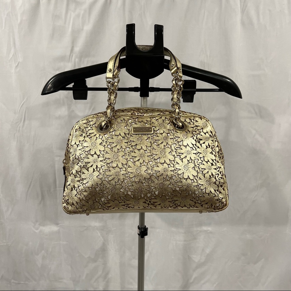 Kate Spade Metallic Gold Daisy Cut-out purse with dust bag